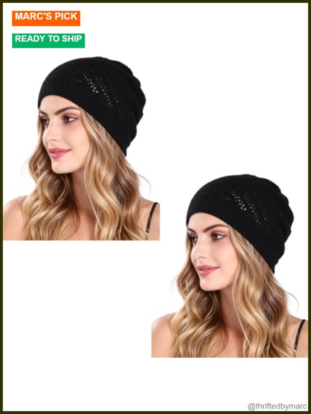Crochet Slouchy Beanie Skull Cap Cotton Knitted Hat Travel